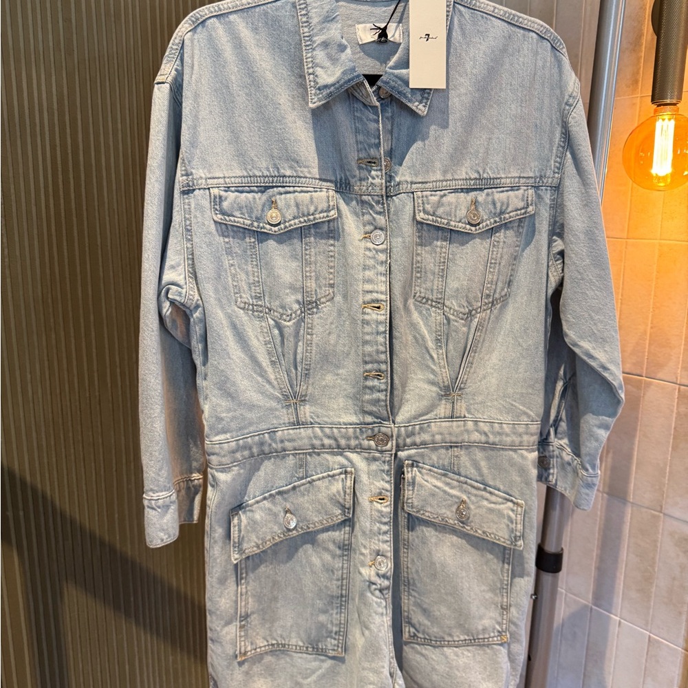 7 For All Mankind Light Blue Denim Jumpsuit